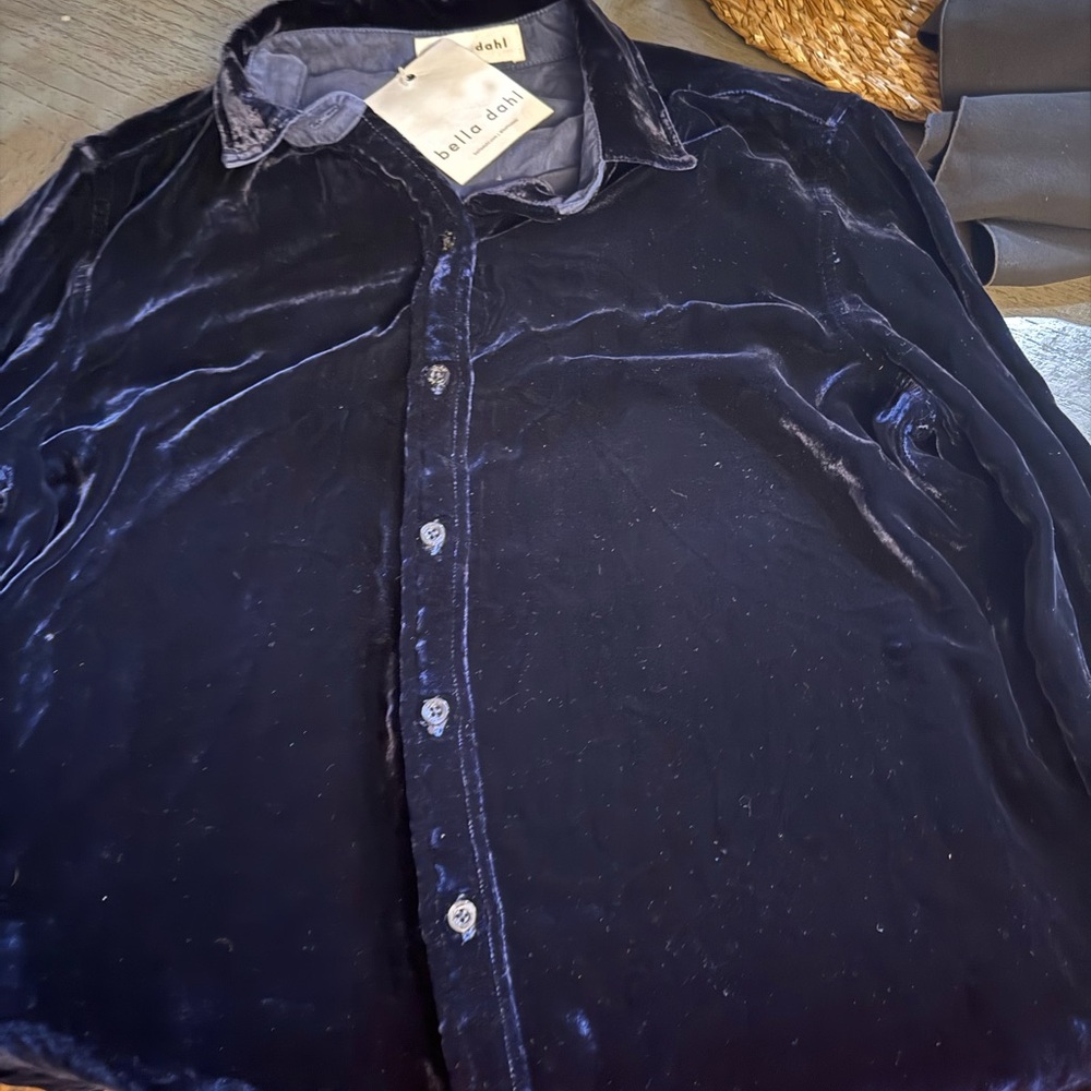 Bella Dahl Men's Midnight Blue Velvet Shirt